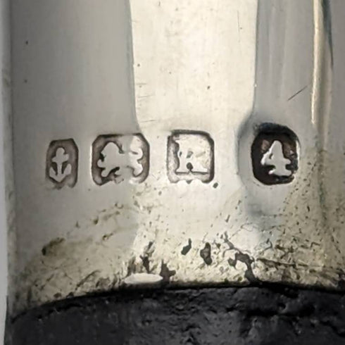 1909年 英国アンティーク 紳士用ステッキ 杖 純銀曲がりハンドル 92cm